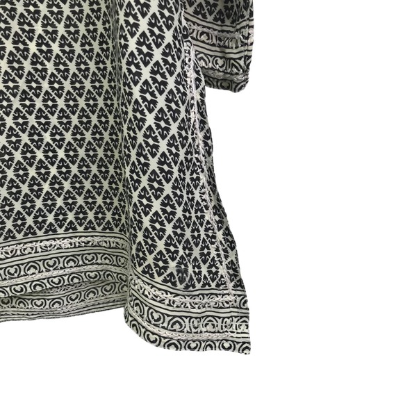 Gretchen Scott Embroidered Tunic Boho Top Black White Floral Caftan Coverup S - Picture 10 of 12